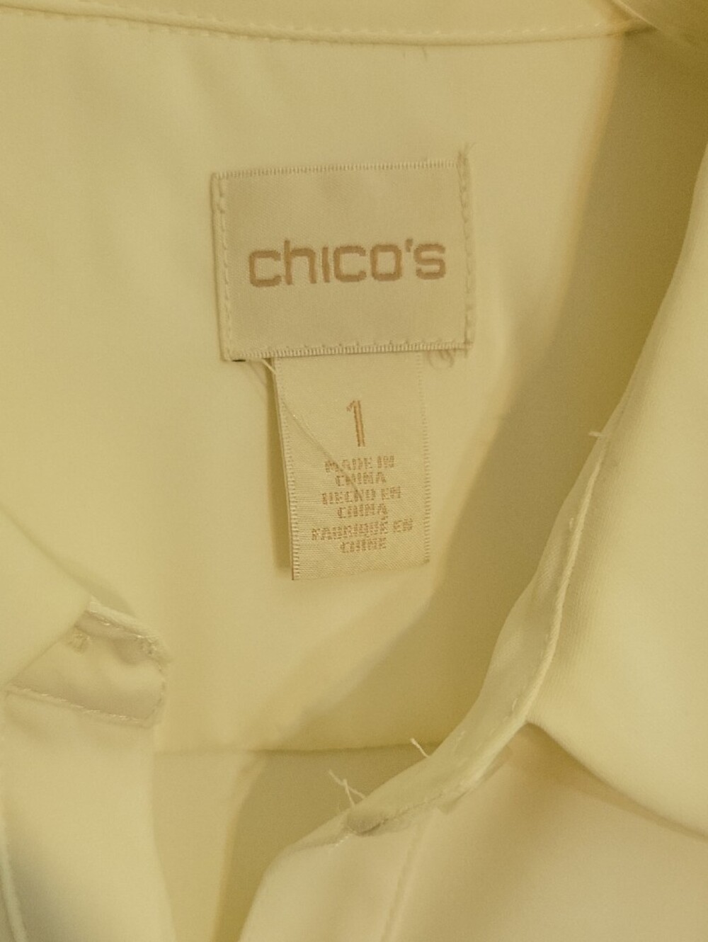 Chico's Cream Ruffle-Front Button Down Blouse - Picture 2 of 6